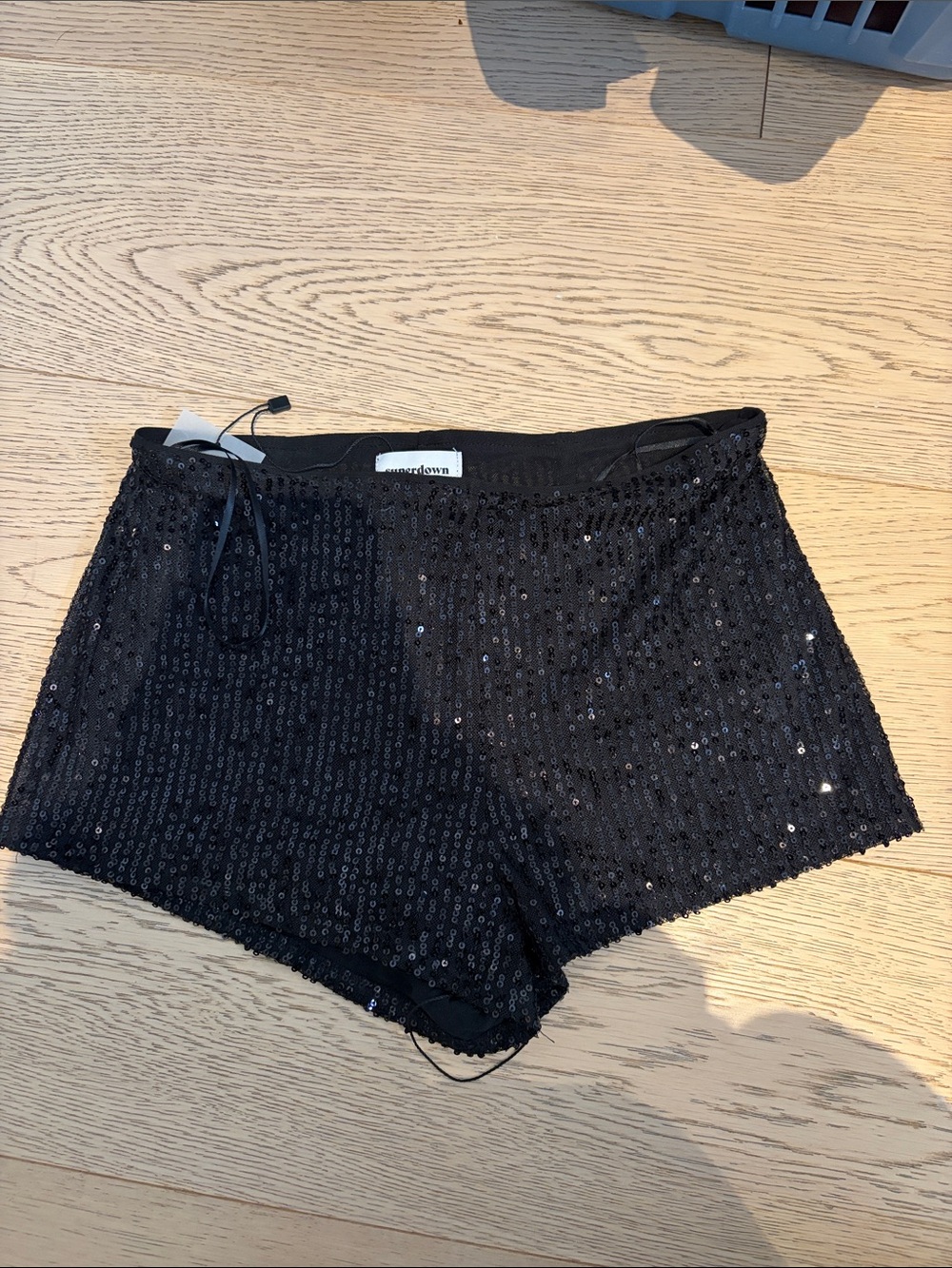 superdown Black Sequin Bike Shorts